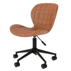 Rendez Vous Déco Chaises De Bureau Chaise De Bureau Sur Roulettes En PU Marron Clair -Bancs Soldes chaise de bureau sur roulettes en pu marron clair 5