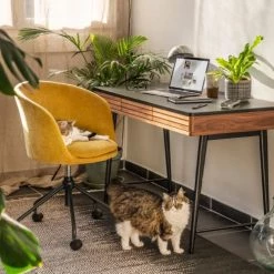 Zago Chaises De Bureau Chaise De Bureau Tissu Soft Touch Moutarde -Bancs Soldes chaise de bureau tissu soft touch moutarde 4