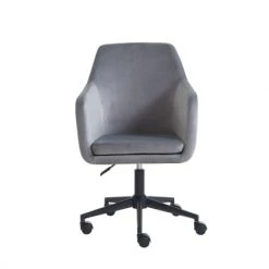 Baita Chaises De Bureau Chaise De Bureau Velours Gris Perle 5 Roulettes