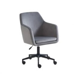 Baita Chaises De Bureau Chaise De Bureau Velours Gris Perle 5 Roulettes -Bancs Soldes chaise de bureau velours gris perle 5 roulettes 4