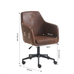 Baita Chaises De Bureau Chaise De Bureau Vintage Pivotante Et Ajustable En Simili Marron -Bancs Soldes chaise de bureau vintage pivotante et ajustable en simili marron 2