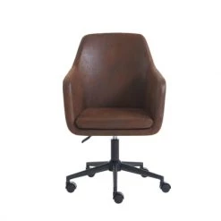 Baita Chaises De Bureau Chaise De Bureau Vintage Pivotante Et Ajustable En Simili Marron