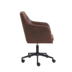 Baita Chaises De Bureau Chaise De Bureau Vintage Pivotante Et Ajustable En Simili Marron -Bancs Soldes chaise de bureau vintage pivotante et ajustable en simili marron 5