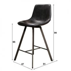 Mathi Design Chaises Et Tabourets De Bar Chaise De Comptoir Aspect Cuir Noir -Bancs Soldes chaise de comptoir aspect cuir noir 6