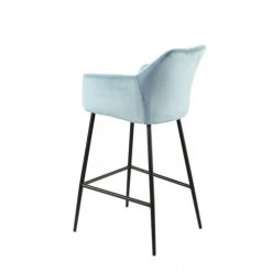 Meubletmoi Chaises Et Tabourets De Bar Chaise Haute De Bar En Velours Bleu Et Pieds Métal -Bancs Soldes chaise haute de bar en velours bleu et pieds metal 4