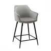 Meubletmoi Chaises Et Tabourets De Bar Chaise Haute De Bar En Velours Gris Clair Et Pieds Métal -Bancs Soldes chaise haute de bar en velours gris clair et pieds metal