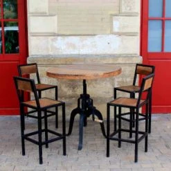 Mathi Design Chaises Et Tabourets De Bar Chaise Haute En Acier Et Bois 65 Cm -Bancs Soldes chaise haute en acier et bois 65 cm 2