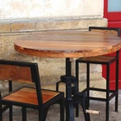 Mathi Design Chaises Et Tabourets De Bar Chaise Haute En Acier Et Bois 65 Cm -Bancs Soldes chaise haute en acier et bois 65 cm 4