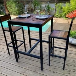 Mathi Design Chaises Et Tabourets De Bar Chaise Haute En Acier Et Bois 80 Cm -Bancs Soldes chaise haute en acier et bois 80 cm 4