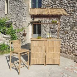 Casatera Chaises Et Tabourets De Bar Chaise Haute En Bambou Naturel Bois Clair -Bancs Soldes chaise haute en bambou naturel bois clair 4