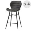 Moloo Chaises Et Tabourets De Bar Chaise Haute Industrielle Micro Vintage Marron Foncé Métal Noir (x4) -Bancs Soldes chaise haute industrielle micro vintage marron fonce metal noir x4