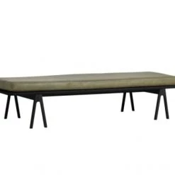 WOUD Bancs Chaise Longue Level Cuir Vert 190x41x76 Cm