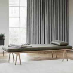 WOUD Bancs Chaise Longue Level Cuir Vert 190x41x76 Cm -Bancs Soldes chaise longue level cuir vert 190x41x76 cm 3