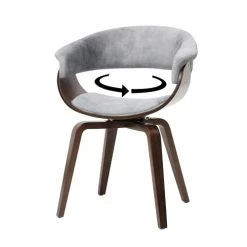 Selsey Chaises De Bureau Chaise Pivotante Velours Gris Noyer Moderne -Bancs Soldes chaise pivotante velours gris noyer moderne 2