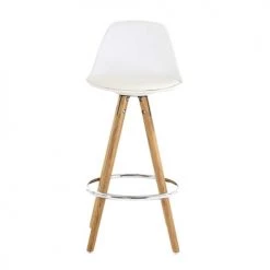Zago Chaises Et Tabourets De Bar Chaise Plan De Travail à Coque Blanche Et Pieds Bois