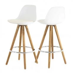 Zago Chaises Et Tabourets De Bar Chaise Plan De Travail à Coque Blanche Et Pieds Bois -Bancs Soldes chaise plan de travail a coque blanche et pieds bois 4