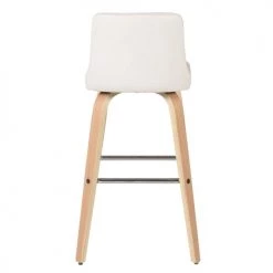 Zago Chaises Et Tabourets De Bar Chaise Plan De Travail Imitation Cuir Blanc Plaqué Chêne H68.5 Cm -Bancs Soldes chaise plan de travail imitation cuir blanc plaque chene h68 5 cm 2