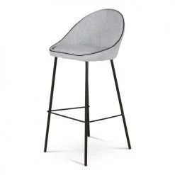 Zago Chaises Et Tabourets De Bar Chaise Plan De Travail Tissu Gris Clair Surpiqué Noir -Bancs Soldes chaise plan de travail tissu gris clair surpique noir 5