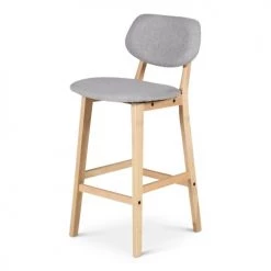 Zago Chaises Et Tabourets De Bar Chaise Plan De Travail Tissu Gris Et Pieds Chêne -Bancs Soldes chaise plan de travail tissu gris et pieds chene 4