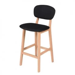 Zago Chaises Et Tabourets De Bar Chaise Plan De Travail Tissu Noir Et Pieds Chêne -Bancs Soldes chaise plan de travail tissu noir et pieds chene 2