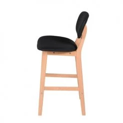 Zago Chaises Et Tabourets De Bar Chaise Plan De Travail Tissu Noir Et Pieds Chêne -Bancs Soldes chaise plan de travail tissu noir et pieds chene 3