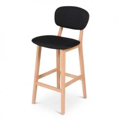 Zago Chaises Et Tabourets De Bar Chaise Plan De Travail Tissu Noir Et Pieds Chêne -Bancs Soldes chaise plan de travail tissu noir et pieds chene 5