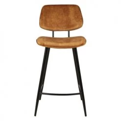 Zago Chaises Et Tabourets De Bar Chaise Plan De Travail Velours Ocre Pieds Métal Noir H68 Cm