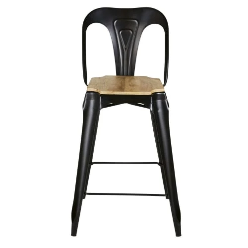 Maisons Du Monde Chaises Et Tabourets De Bar Chaise Pour îlot Central En Bois De Manguier Et Métal Noir Patiné H65 4 Maisons Du Monde Chaises Et Tabourets De Bar Chaise Pour îlot Central En Bois De Manguier Et Métal Noir Patiné H65 – Image 2