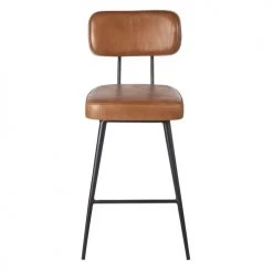 Maisons Du Monde Chaises Et Tabourets De Bar Chaise Pour îlot Central En Cuir De Chèvre Marron Et Métal Noir H65 -Bancs Soldes chaise pour ilot central en cuir de chevre marron et metal noir h65 1000 4 10 209971 2