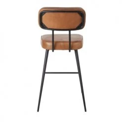 Maisons Du Monde Chaises Et Tabourets De Bar Chaise Pour îlot Central En Cuir De Chèvre Marron Et Métal Noir H65 -Bancs Soldes chaise pour ilot central en cuir de chevre marron et metal noir h65 1000 4 10 209971 3