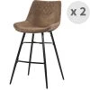 Moloo Chaises Et Tabourets De Bar Chaises De Bar Industrielle Microfibre Vintage Marron/métal Noir (x2) -Bancs Soldes chaises de bar industrielle microfibre vintage marron metal noir x2