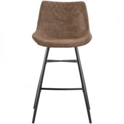 Moloo Chaises Et Tabourets De Bar Chaises De Bar Industrielle Microfibre Vintage Marron/métal Noir (x2) -Bancs Soldes chaises de bar industrielle microfibre vintage marron metal noir x2 4