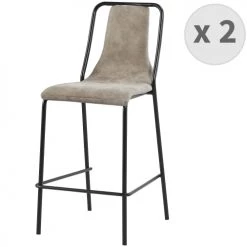 Moloo Chaises Et Tabourets De Bar Chaises De Bar Industrielle Vintage Marron Clair/métal Noir (x2)