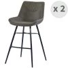 Moloo Chaises Et Tabourets De Bar Chaises Haute Industrielle Micro Vintage Marron Foncé/métal Noir (x2) -Bancs Soldes chaises haute industrielle micro vintage marron fonce metal noir x2