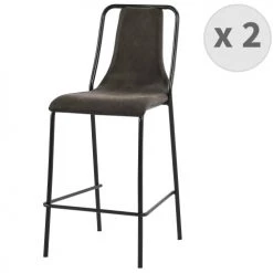 Moloo Chaises Et Tabourets De Bar Chaises Haute Industrielle Micro Vintage Marron Foncé/métal Noir (x2)