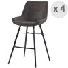 Moloo Chaises Et Tabourets De Bar Chaises Haute Industrielle Micro Vintage Marron Foncé/métal Noir (x4) -Bancs Soldes chaises haute industrielle micro vintage marron fonce metal noir x4