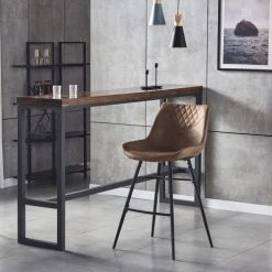 Moloo Chaises Et Tabourets De Bar Chaises Haute Industrielle Micro Vintage Marron /métal Noir (x4) -Bancs Soldes chaises haute industrielle micro vintage marron metal noir x4 1