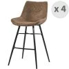 Moloo Chaises Et Tabourets De Bar Chaises Haute Industrielle Micro Vintage Marron /métal Noir (x4) -Bancs Soldes chaises haute industrielle micro vintage marron metal noir x4