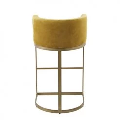 Maisons Du Monde Chaises Et Tabourets De Bar Fauteuil De Bar En Velours Jaune Et Métal Coloris Laiton H75 -Bancs Soldes fauteuil de bar en velours jaune et metal coloris laiton h75 1000 3 5 198937 3