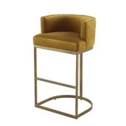 Maisons Du Monde Chaises Et Tabourets De Bar Fauteuil De Bar En Velours Jaune Et Métal Coloris Laiton H75 -Bancs Soldes fauteuil de bar en velours jaune et metal coloris laiton h75 requiem 1000 3 5 198937 1