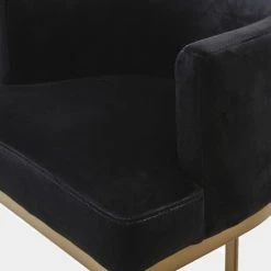 Maisons Du Monde Chaises Et Tabourets De Bar Fauteuil De Bar En Velours Noir Et Métal Coloris Laiton H75 -Bancs Soldes fauteuil de bar en velours noir et metal coloris laiton h75 1000 4 6 198938 3