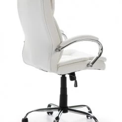 HOMN Chaises De Bureau Fauteuil De Bureau à Hauteur Réglable Et Inclinable Similicuir Blanc -Bancs Soldes fauteuil de bureau a hauteur reglable et inclinable similicuir blanc 2