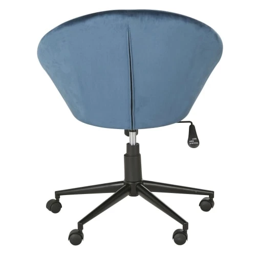 Maisons Du Monde Chaises De Bureau Fauteuil De Bureau à Roulettes En Velours Bleu 6 Maisons Du Monde Chaises De Bureau Fauteuil De Bureau à Roulettes En Velours Bleu – Image 4
