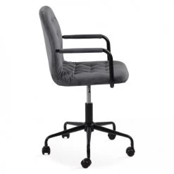 Oviala Chaises De Bureau Fauteuil De Bureau à Roulettes En Velours Gris -Bancs Soldes fauteuil de bureau a roulettes en velours gris 4