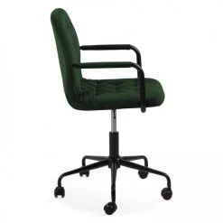 Oviala Chaises De Bureau Fauteuil De Bureau à Roulettes En Velours Vert -Bancs Soldes fauteuil de bureau a roulettes en velours vert 1