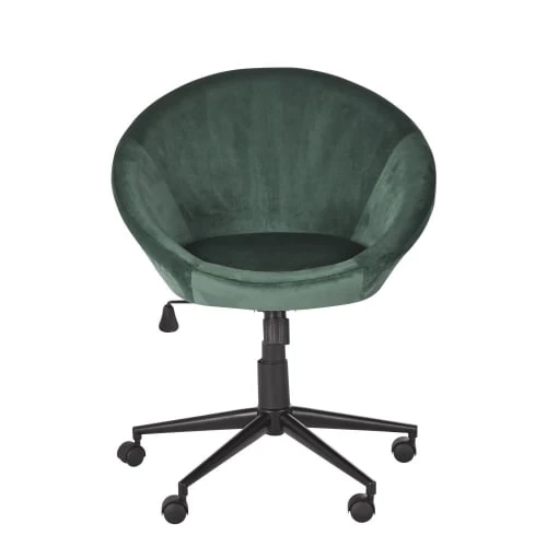 Maisons Du Monde Chaises De Bureau Fauteuil De Bureau à Roulettes En Velours Vert 3 Maisons Du Monde Chaises De Bureau Fauteuil De Bureau à Roulettes En Velours Vert