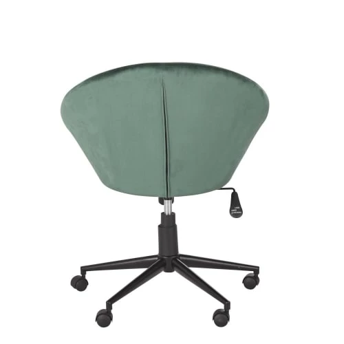 Maisons Du Monde Chaises De Bureau Fauteuil De Bureau à Roulettes En Velours Vert 5 Maisons Du Monde Chaises De Bureau Fauteuil De Bureau à Roulettes En Velours Vert – Image 3