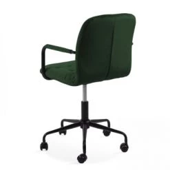 Oviala Chaises De Bureau Fauteuil De Bureau à Roulettes En Velours Gris -Bancs Soldes fauteuil de bureau a roulettes en velours vert 5