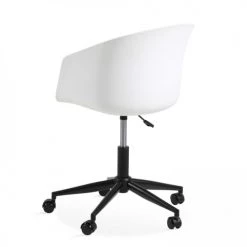 Oviala Chaises De Bureau Fauteuil De Bureau à Roulettes Pivotant Blanc -Bancs Soldes fauteuil de bureau a roulettes pivotant blanc 3