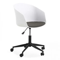 Oviala Chaises De Bureau Fauteuil De Bureau à Roulettes Pivotant Blanc -Bancs Soldes fauteuil de bureau a roulettes pivotant blanc 5